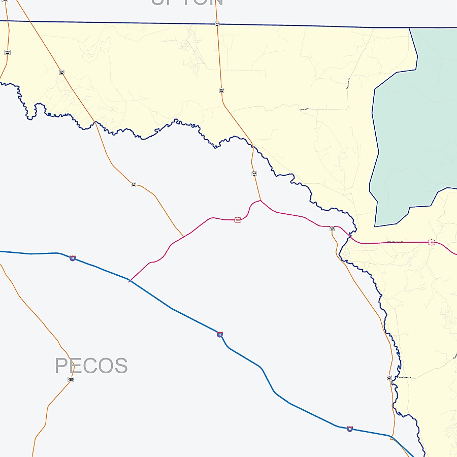 Crockett County, TX Colorcast Style Wall Map