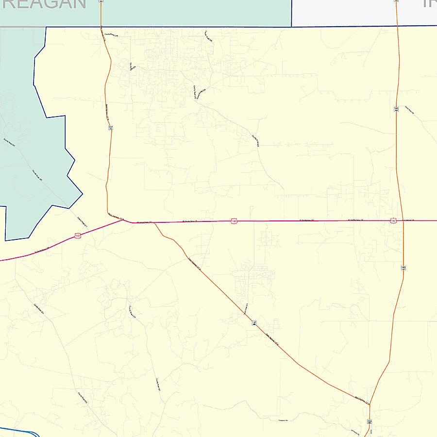 Crockett County, TX Colorcast Style Wall Map