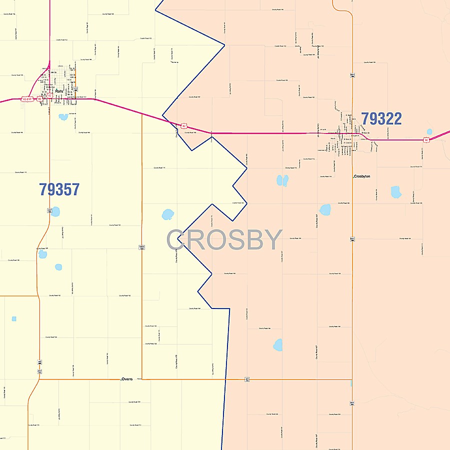 Crosby County, TX Colorcast Style Wall Map