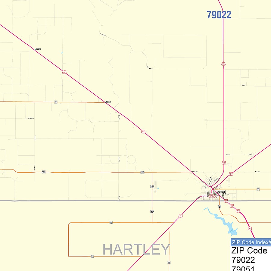 Dallam County, TX Colorcast Style Wall Map