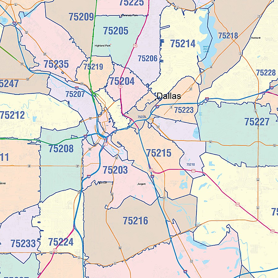 Dallas County, TX Colorcast Style Wall Map
