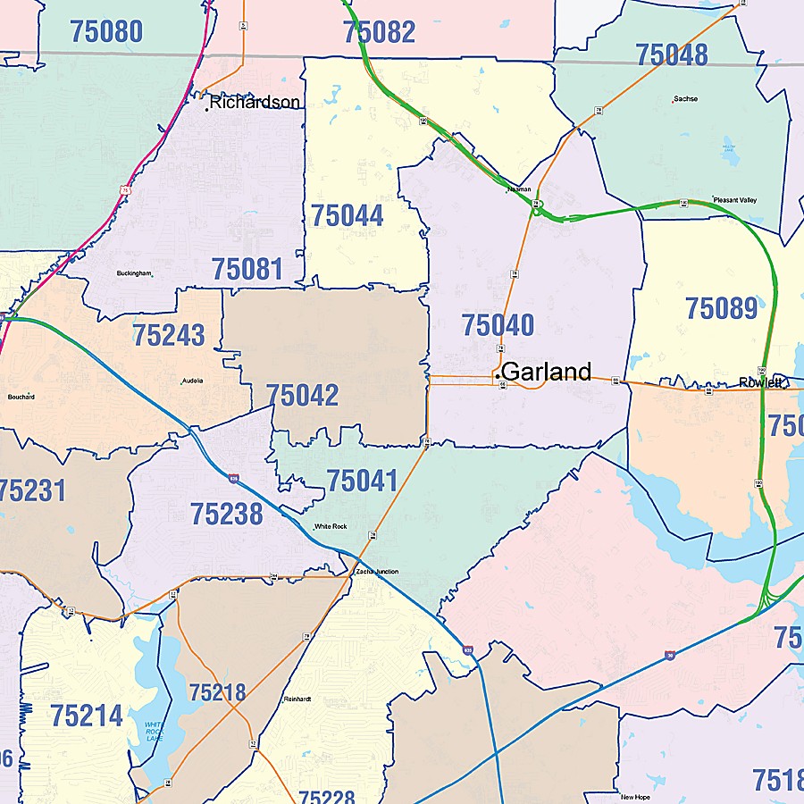 Dallas County, TX Colorcast Style Wall Map
