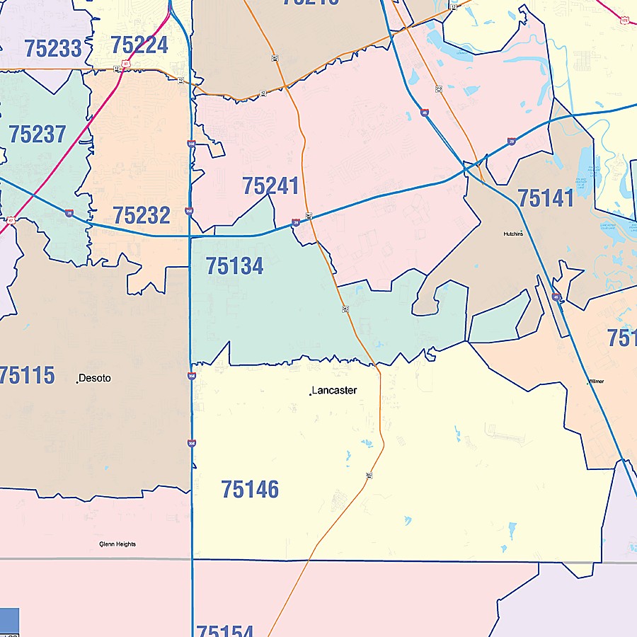Dallas County, TX Colorcast Style Wall Map