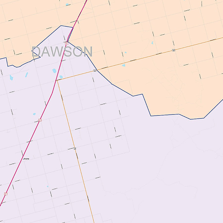 Dawson County, TX Colorcast Style Wall Map