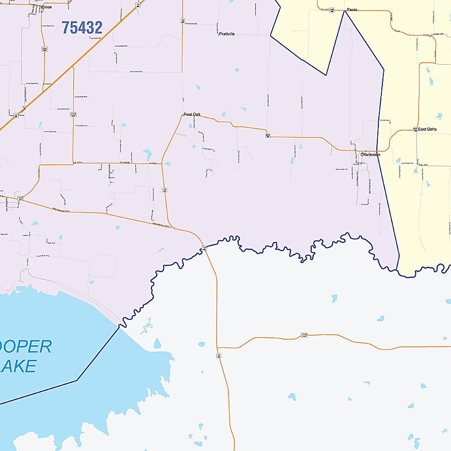 Delta County, TX Colorcast Style Wall Map