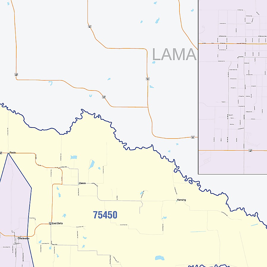 Delta County, TX Colorcast Style Wall Map