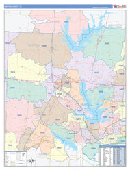 Denton County, TX Colorcast Style Wall Map