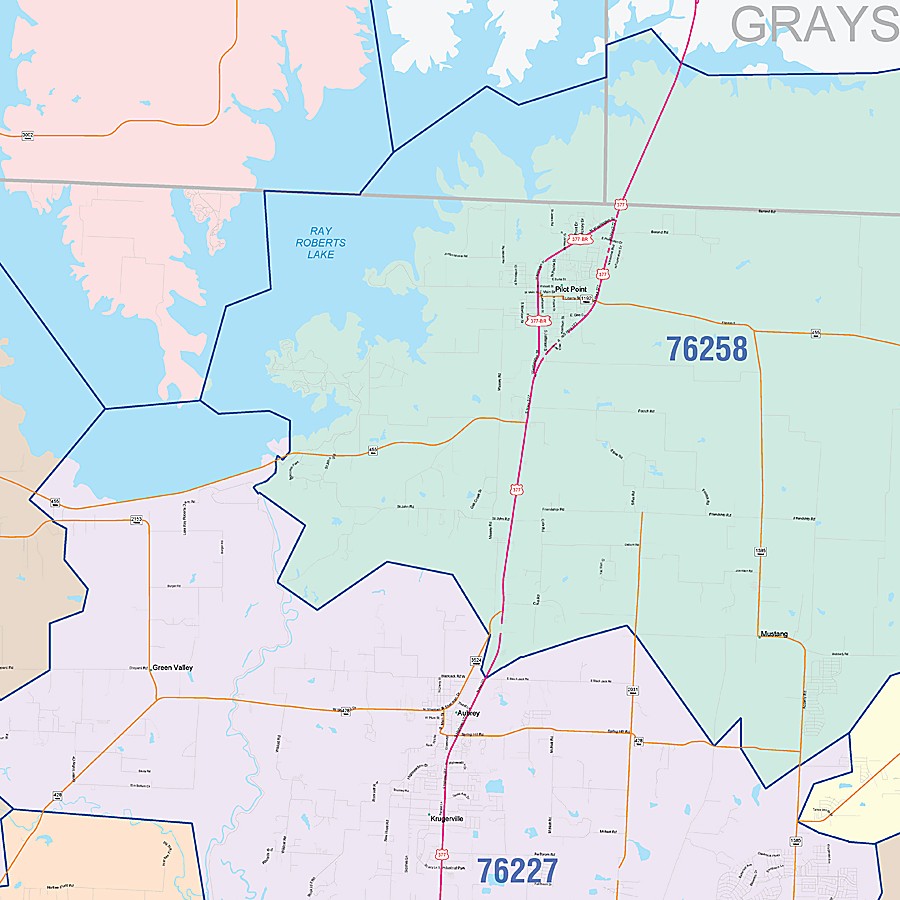Denton County, TX Colorcast Style Wall Map