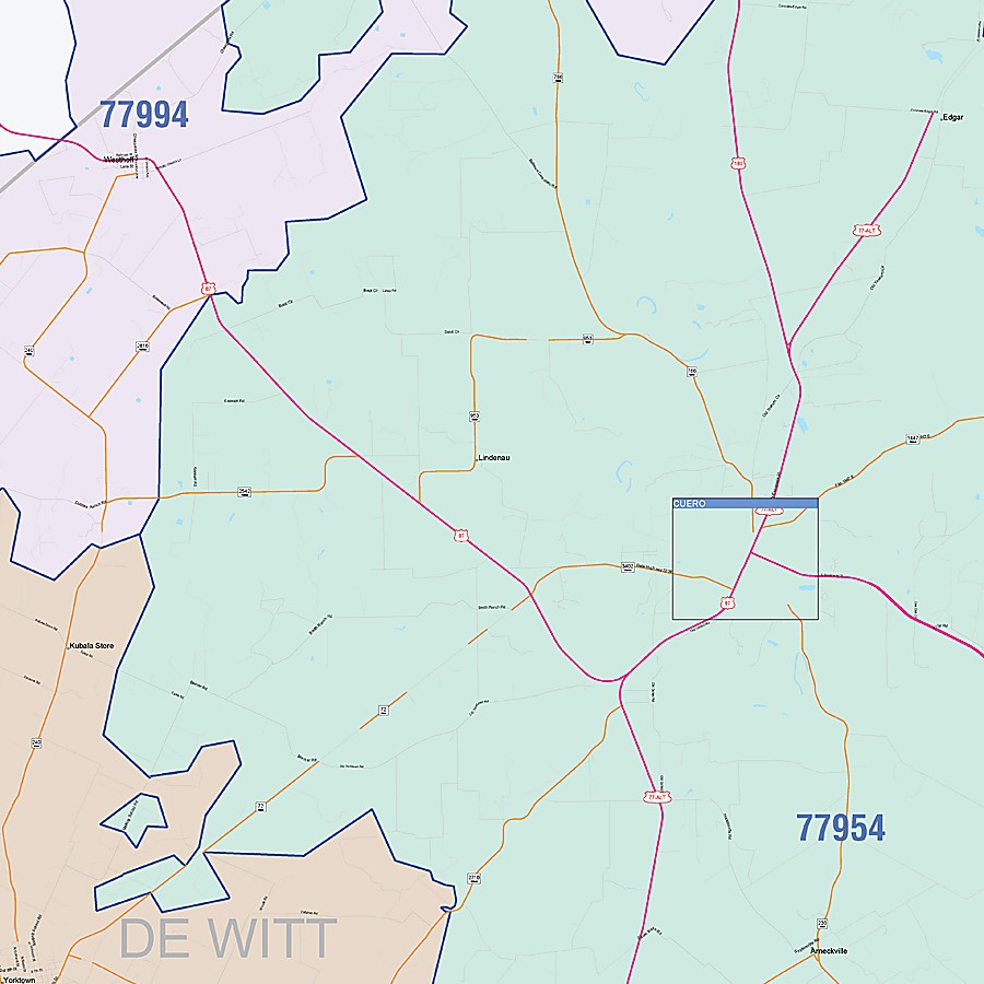 DeWitt County, TX Colorcast Style Wall Map