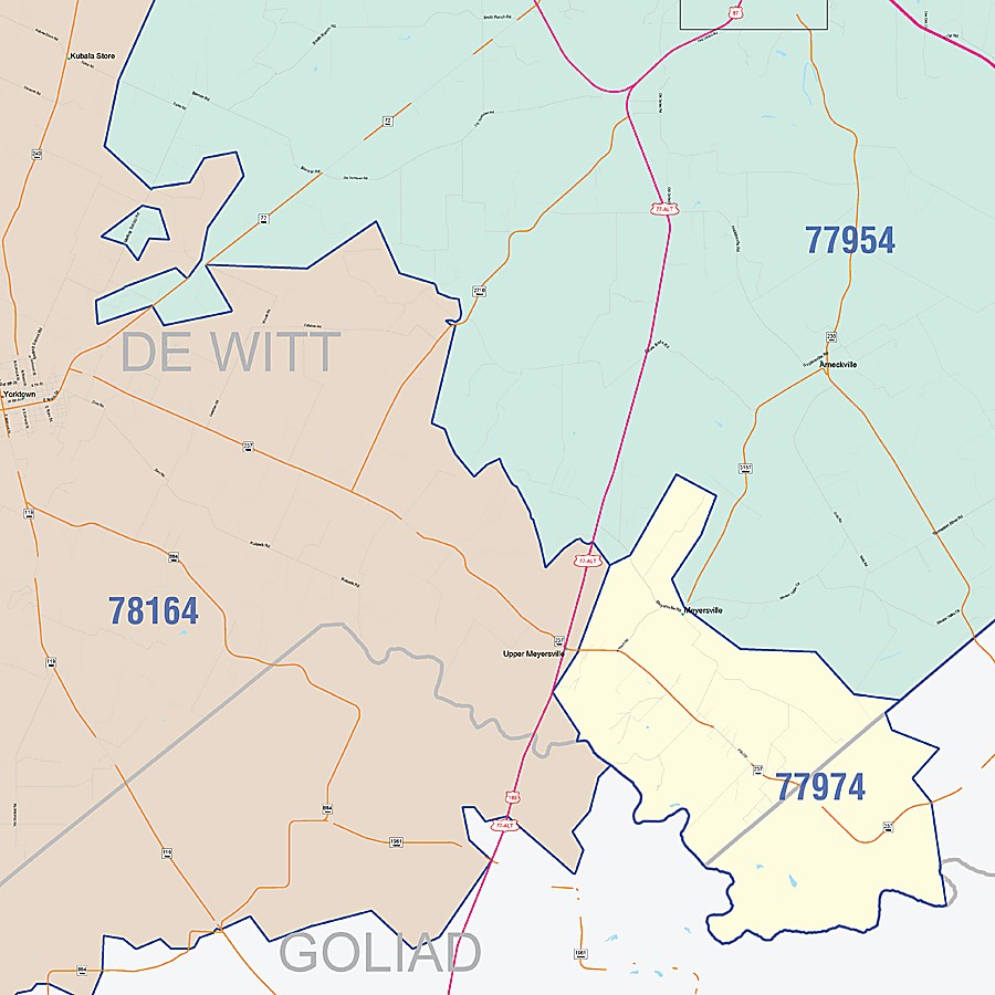 DeWitt County, TX Colorcast Style Wall Map