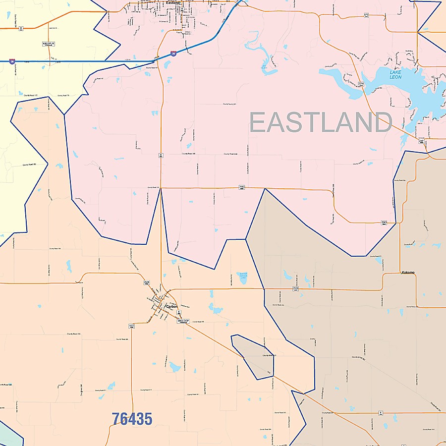 Eastland County, TX Colorcast Style Wall Map