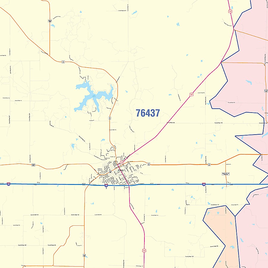 Eastland County, TX Colorcast Style Wall Map