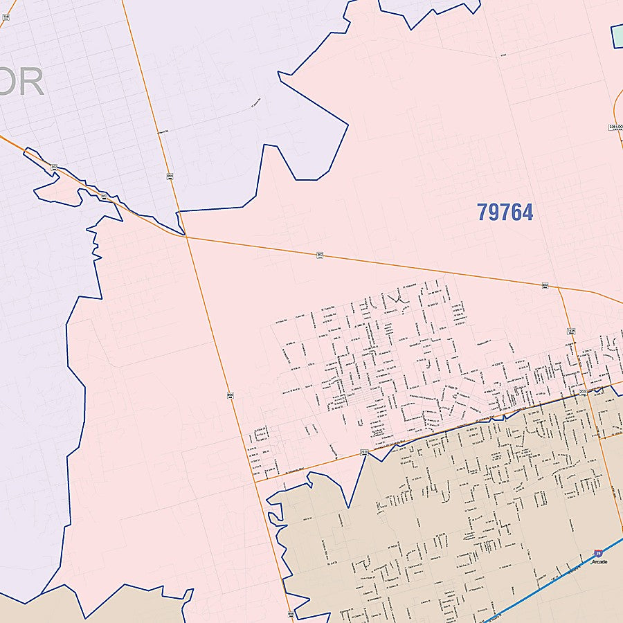 Ector County, TX Colorcast Style Wall Map