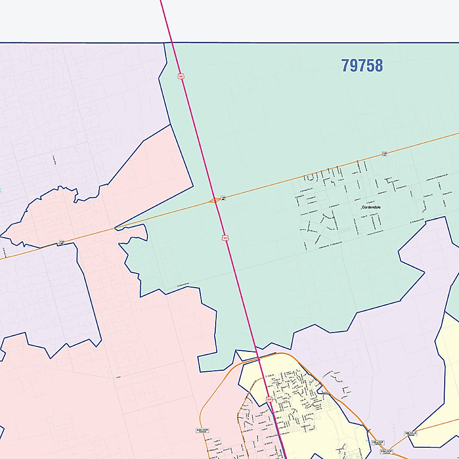 Ector County, TX Colorcast Style Wall Map