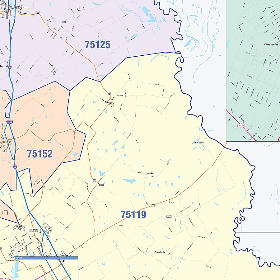 Ellis County, TX Colorcast Style Wall Map