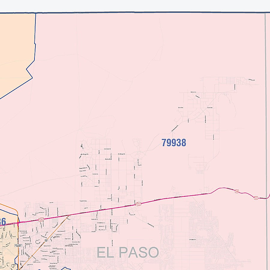 El Paso County, TX Colorcast Style Wall Map