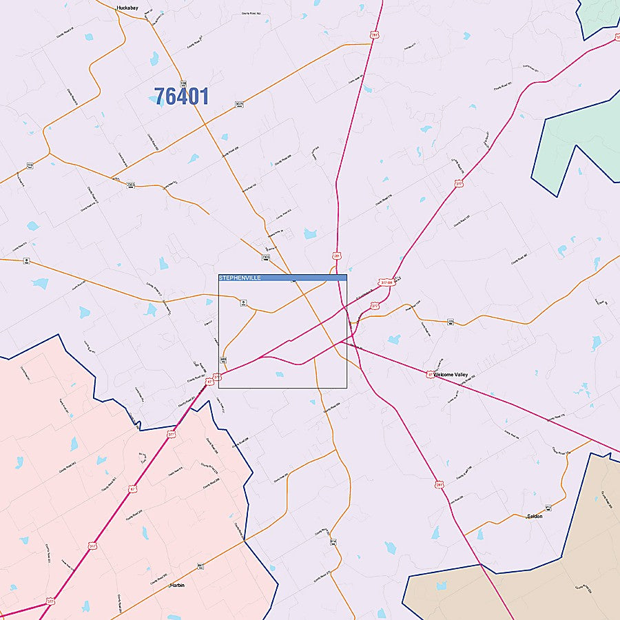 Erath County, TX Colorcast Style Wall Map