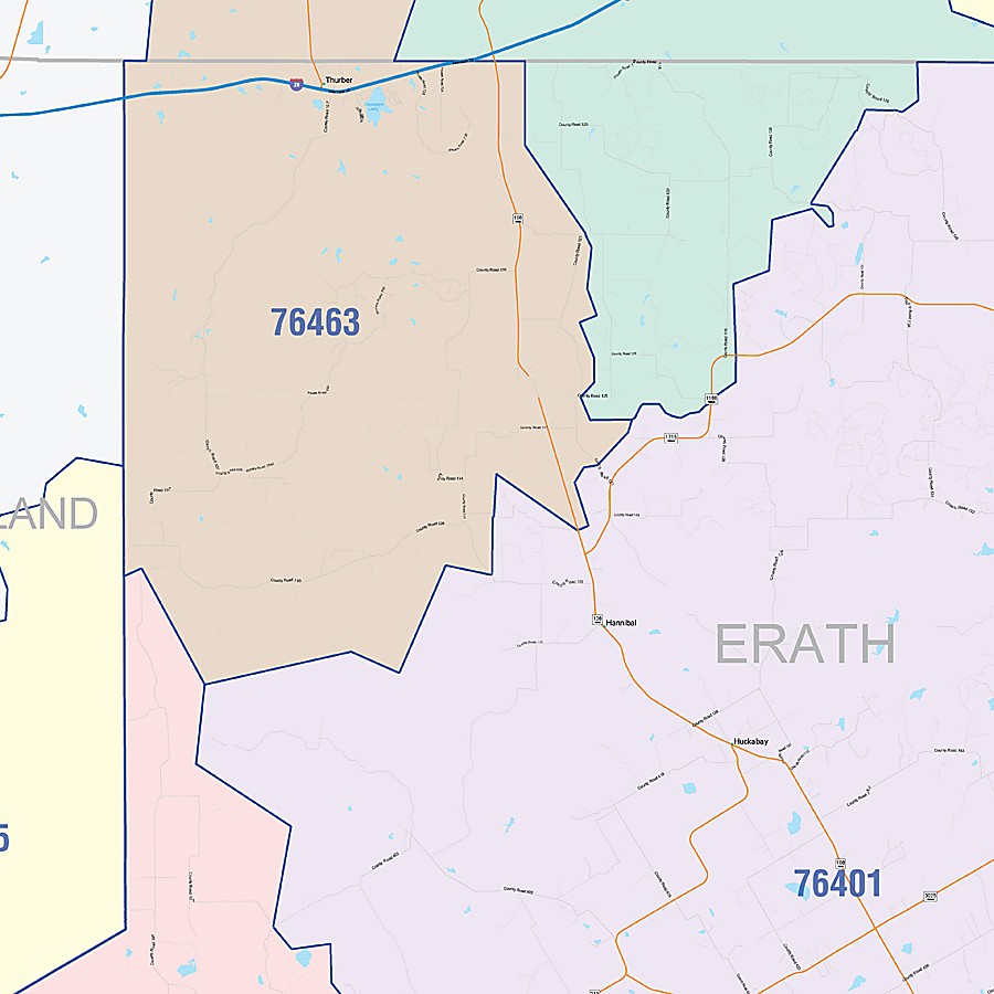 Erath County, TX Colorcast Style Wall Map