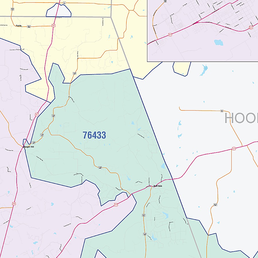 Erath County, TX Colorcast Style Wall Map