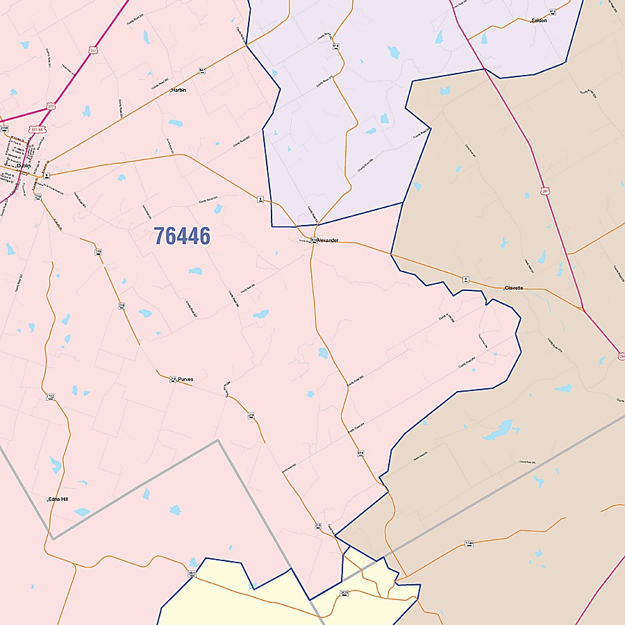 Erath County, TX Colorcast Style Wall Map
