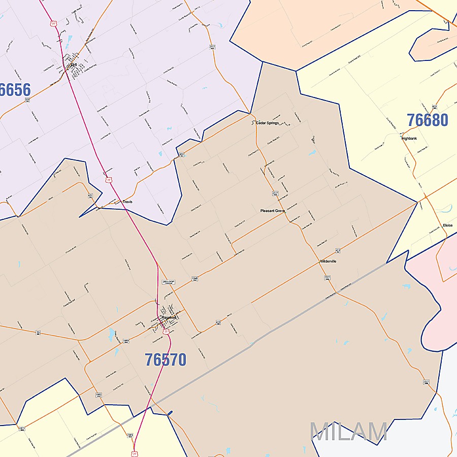 Falls County, TX Colorcast Style Wall Map