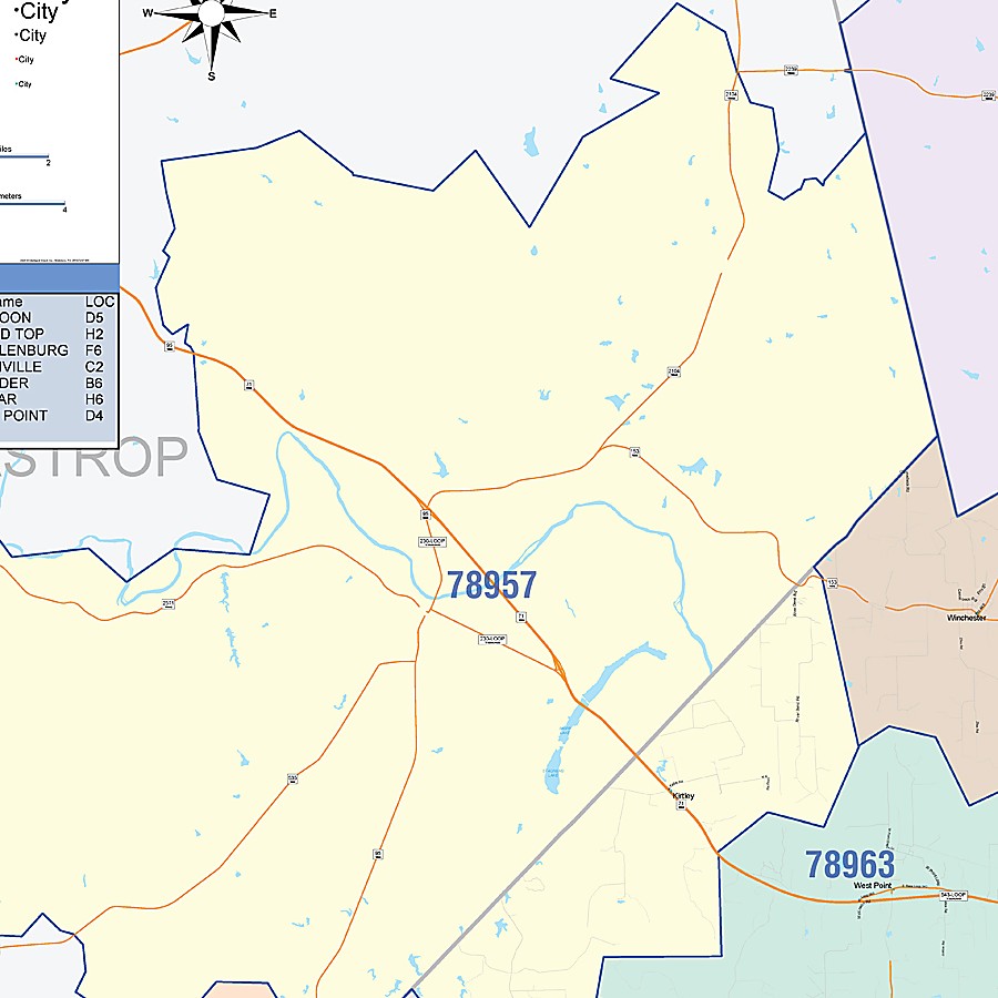 Fayette County, TX Colorcast Style Wall Map