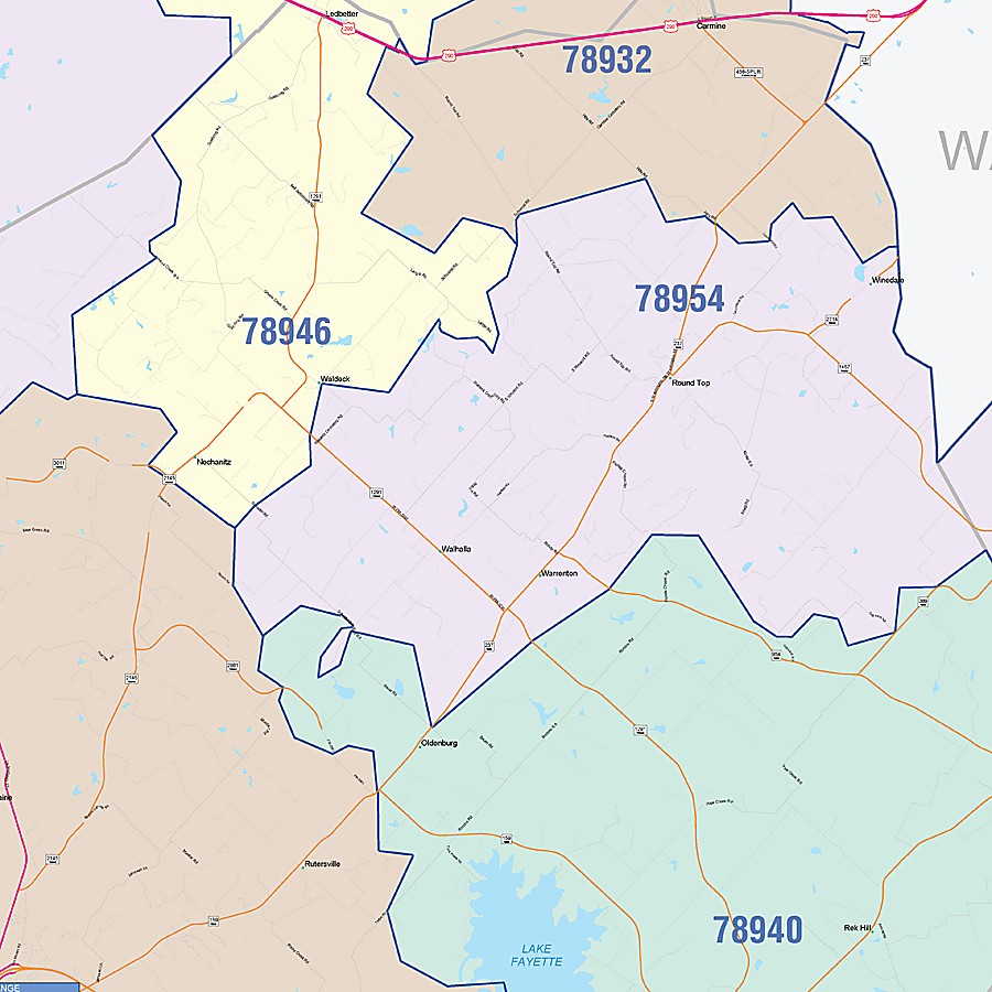 Fayette County, TX Colorcast Style Wall Map