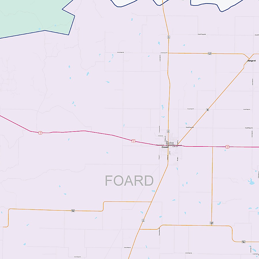 Foard County, TX Colorcast Style Wall Map