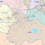 Fort Bend County, TX Colorcast Style Wall Map