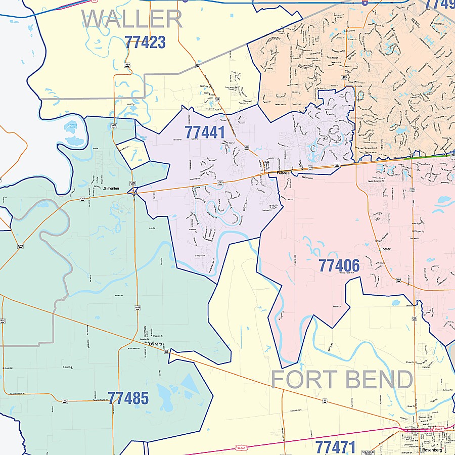 Fort Bend County, TX Colorcast Style Wall Map