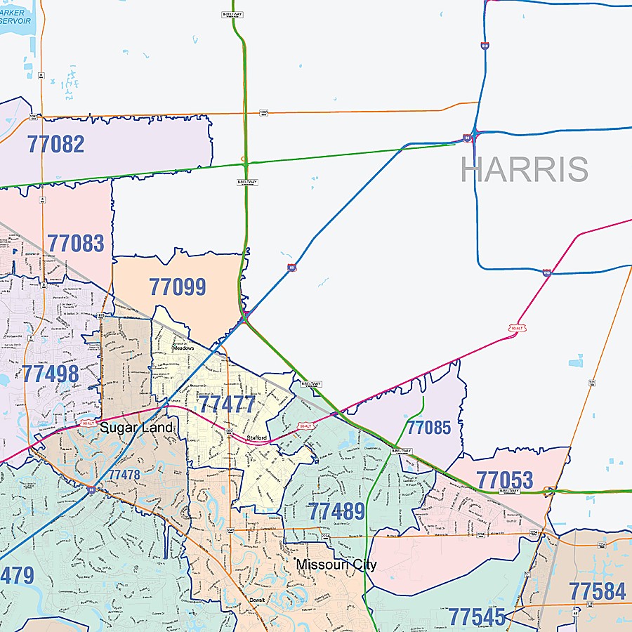 Fort Bend County, TX Colorcast Style Wall Map