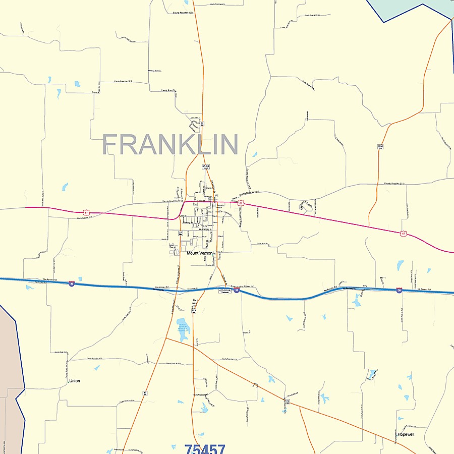 Franklin County, TX Colorcast Style Wall Map