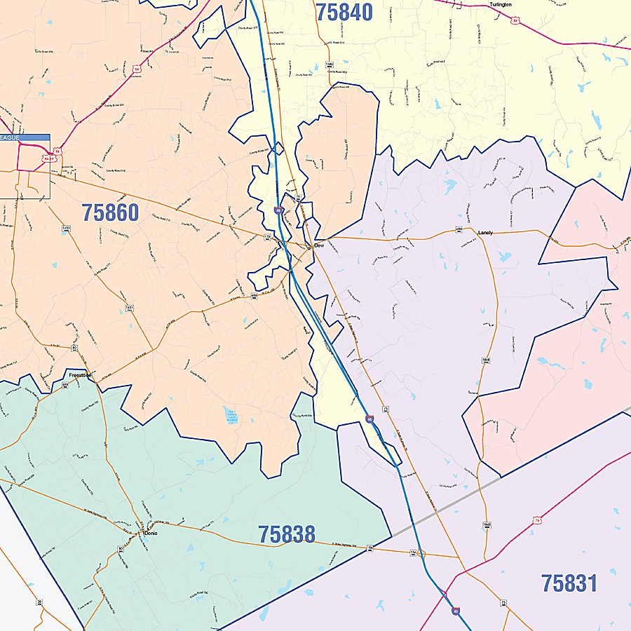 Freestone County, TX Colorcast Style Wall Map