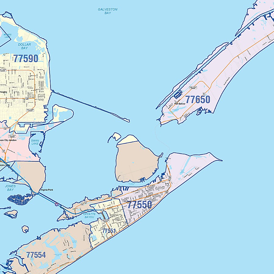 Galveston County, TX Colorcast Style Wall Map