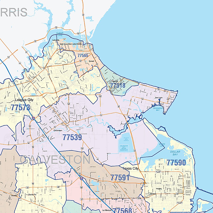Galveston County, TX Colorcast Style Wall Map