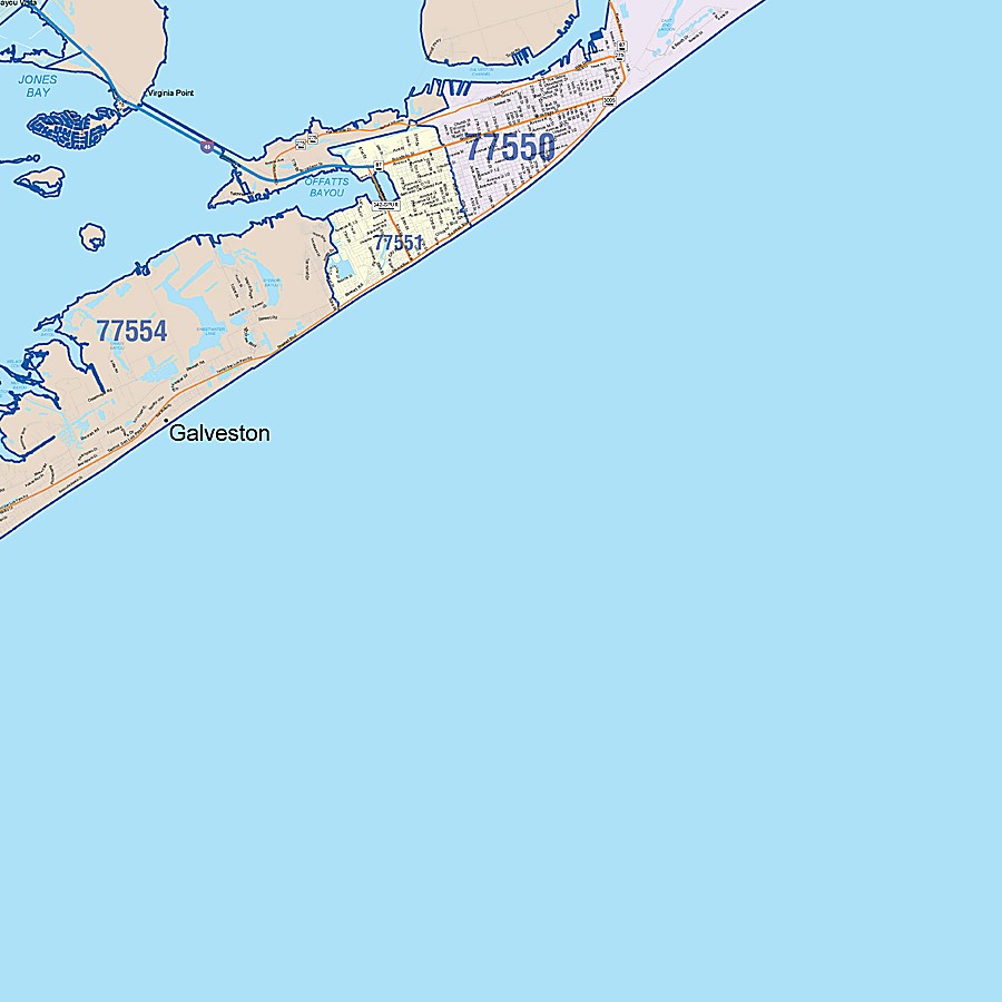 Galveston County, TX Colorcast Style Wall Map