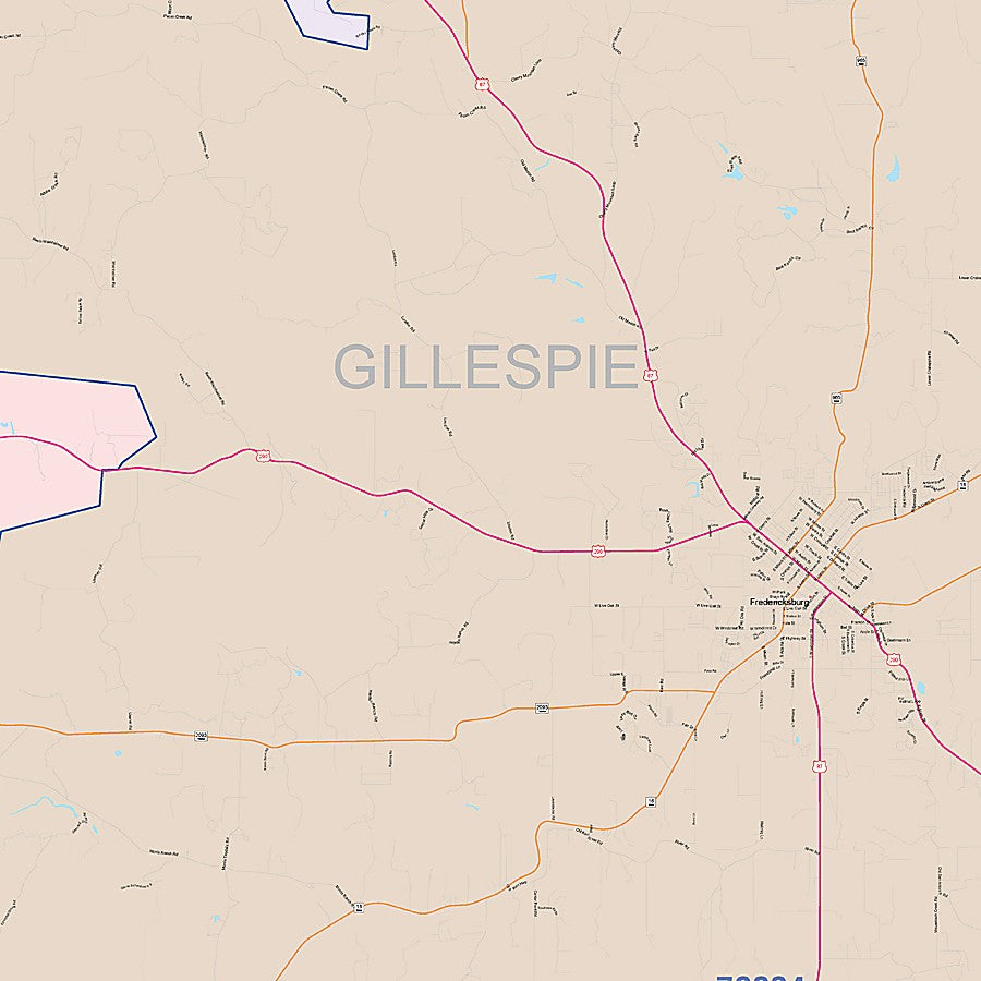 Gillespie County, TX Colorcast Style Wall Map