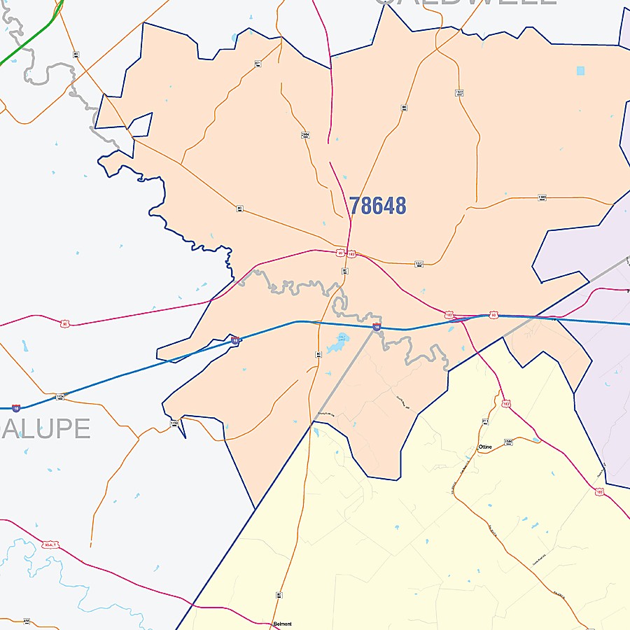 Gonzales County, TX Colorcast Style Wall Map
