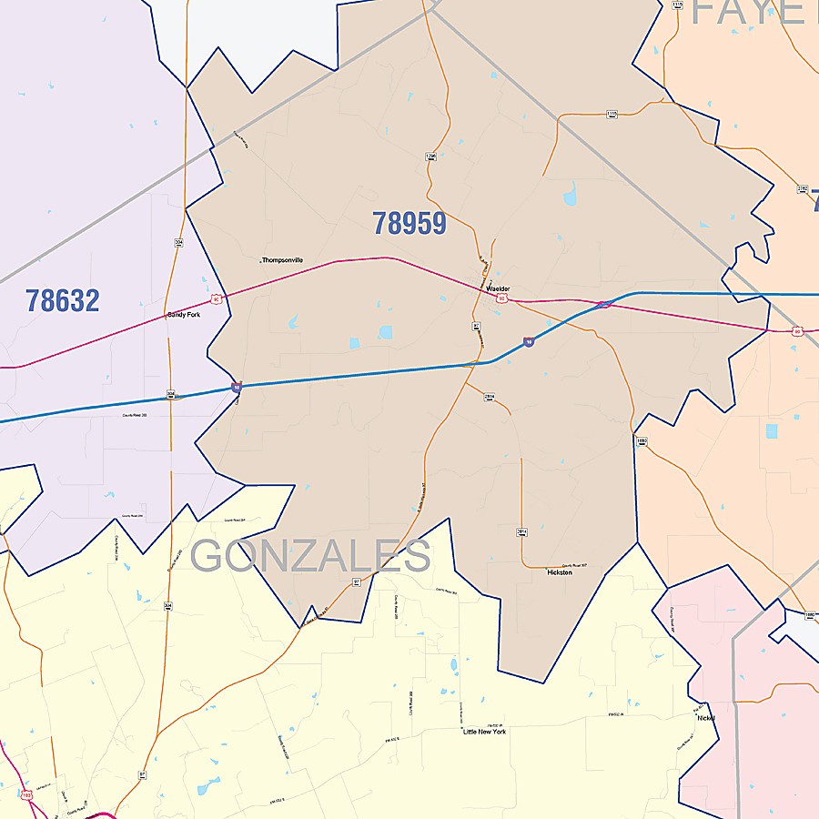 Gonzales County, TX Colorcast Style Wall Map
