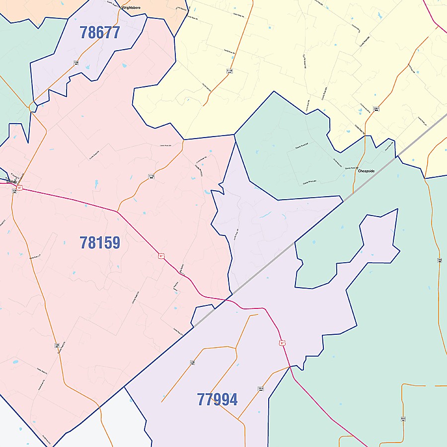 Gonzales County, TX Colorcast Style Wall Map