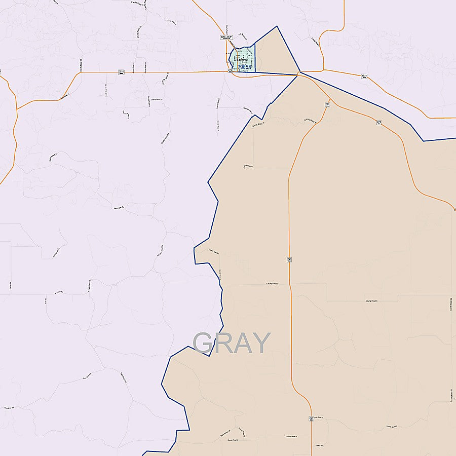 Gray County, TX Colorcast Style Wall Map