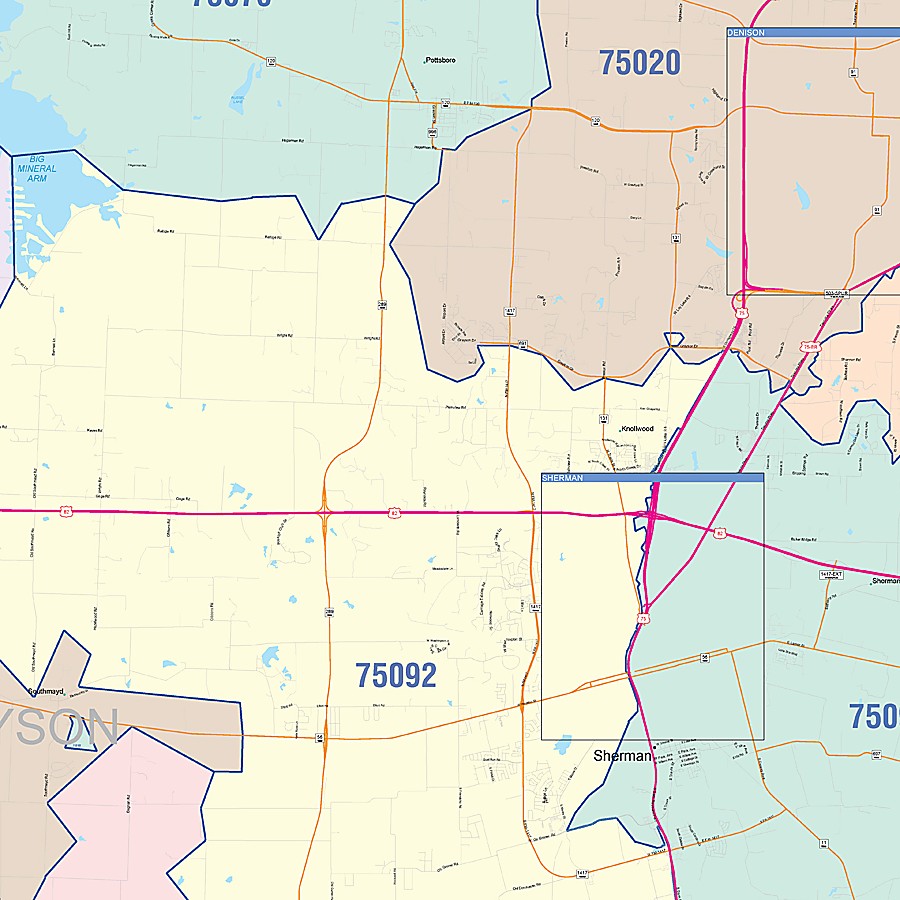 Grayson County, TX Colorcast Style Wall Map