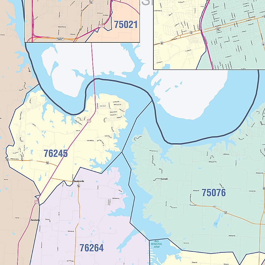 Grayson County, TX Colorcast Style Wall Map