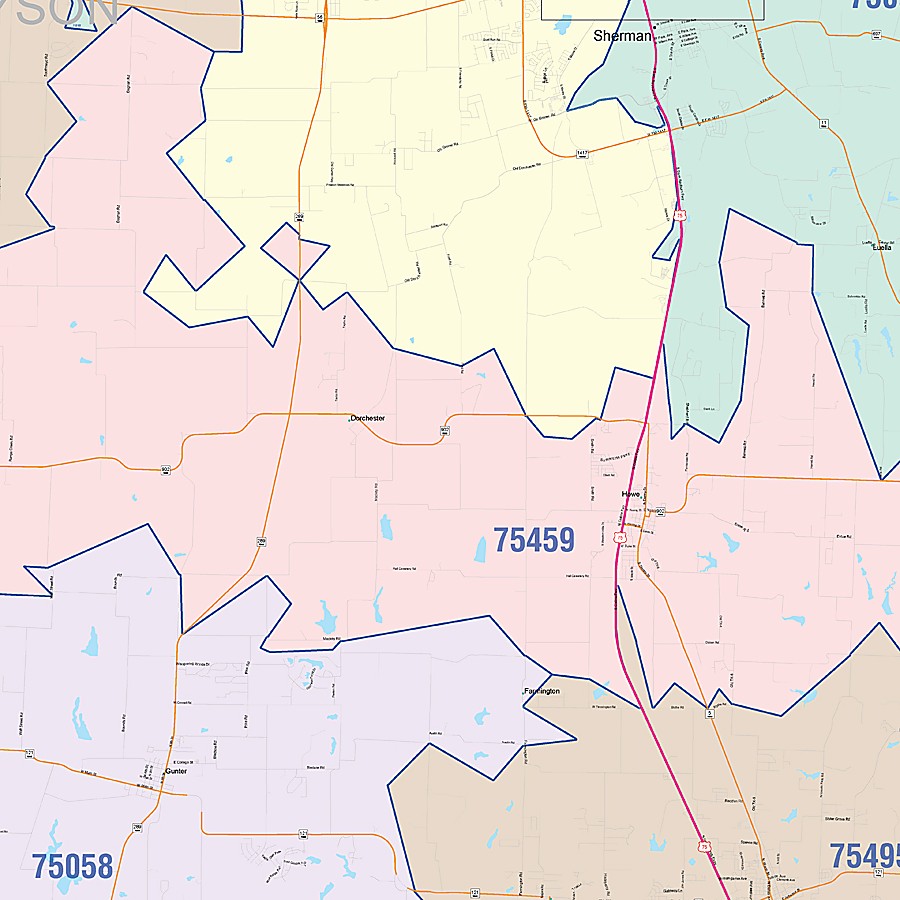 Grayson County, TX Colorcast Style Wall Map