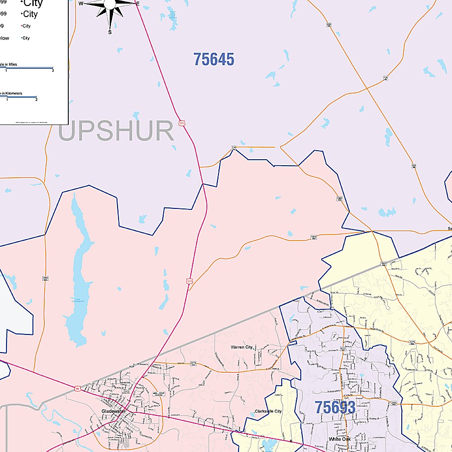 Gregg County, TX Colorcast Style Wall Map