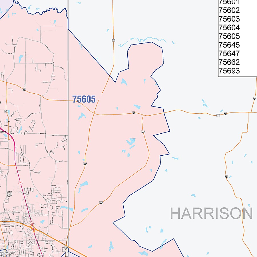 Gregg County, TX Colorcast Style Wall Map