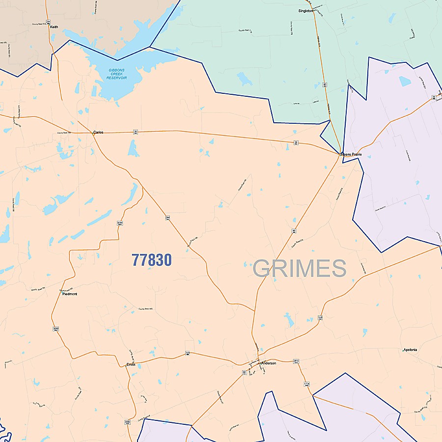 Grimes County, TX Colorcast Style Wall Map