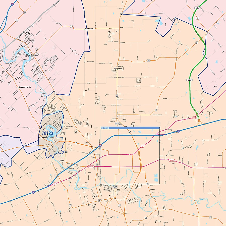 Guadalupe County, TX Colorcast Style Wall Map