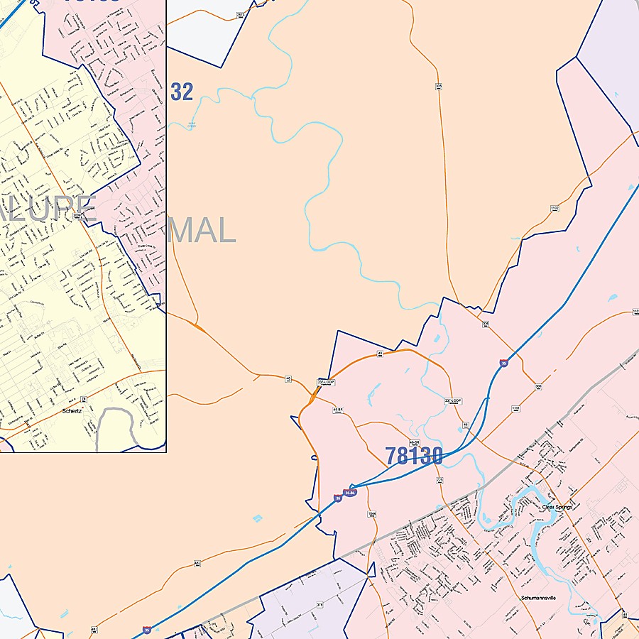 Guadalupe County, TX Colorcast Style Wall Map