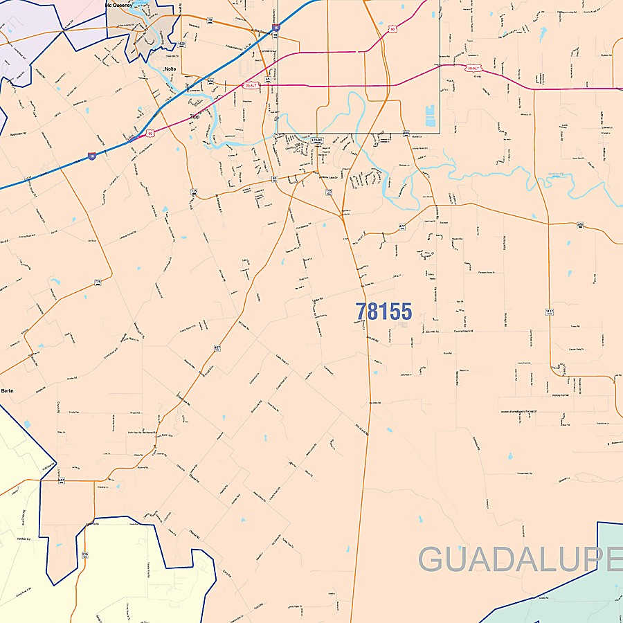 Guadalupe County, TX Colorcast Style Wall Map